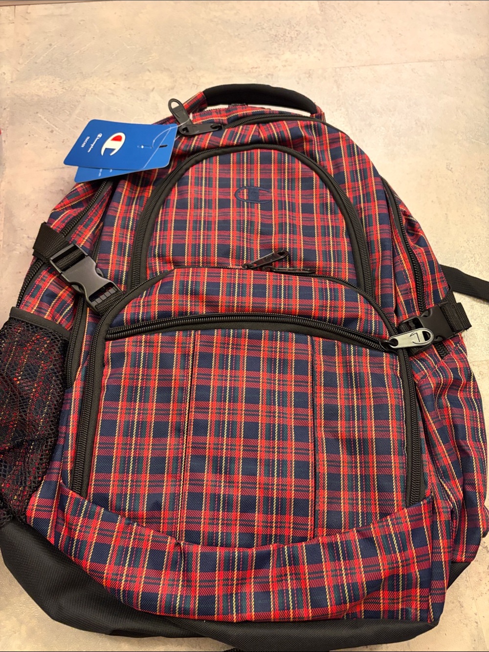 Champion Red & Navy Plaid Backpack - Champion